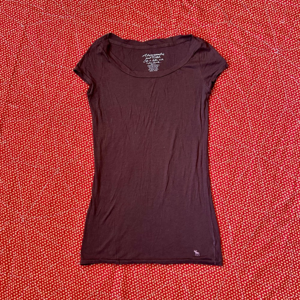 Abercrombie & Fitch Brown vintage 2000s Cotton Scoop Neck Tee Large